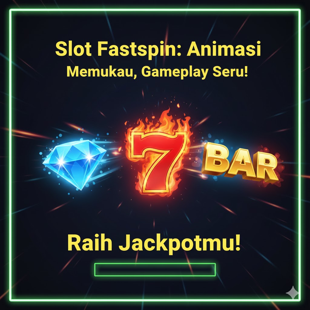 Animasi Memukau, Gameplay Seru!" dengan simbol berlian biru, angka 7 api, dan BAR emas yang bersinar. Latar belakang abstrak dengan efek cahaya, dan di bagian bawah terdapat tulisan "Raih Jackpotmu!.